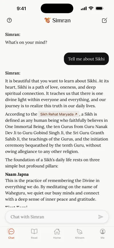 Ask Simran answering a question about Sikhi